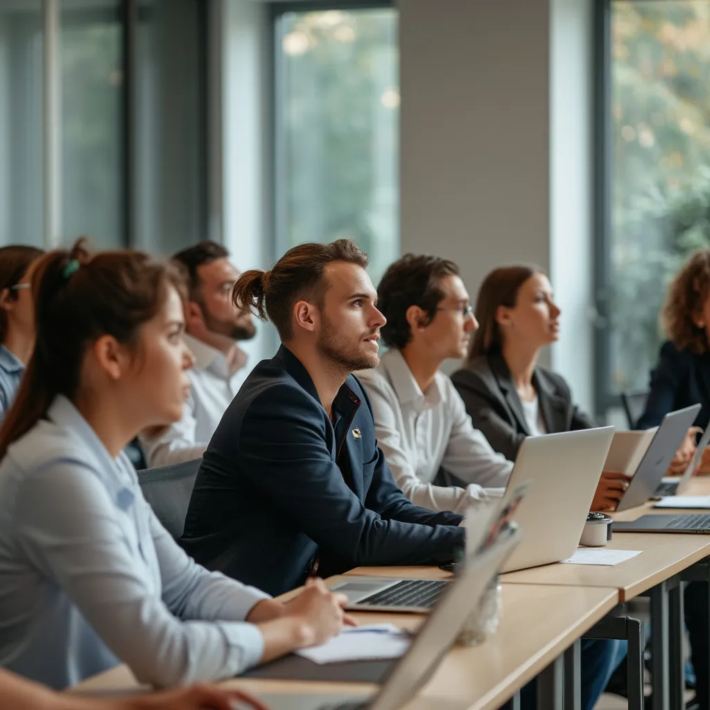 Consultores participando en un evento de formación interna enfocado en nuevas tecnologías.